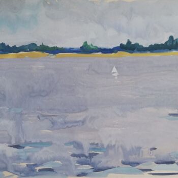 Zeichnungen mit dem Titel "The sail is lonely" von Yulia Aks, Original-Kunstwerk, Gouache