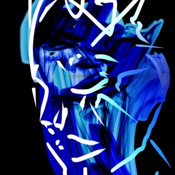 Digital Arts titled "Blue face on fire" by Amélie Augery, Original Artwork, 2D Digital Work