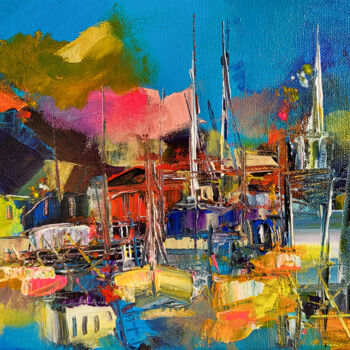 Pintura intitulada "Des couleurs à clam…" por Muriel Cayet, Obras de arte originais, Acrílico Montado em Armação em madeira