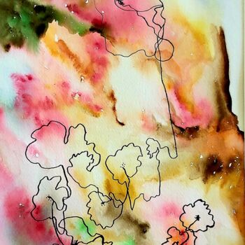 Dessin intitulée ""FLEURS DE BACH"" par Renée Marcinek, Œuvre d'art originale, Aquarelle