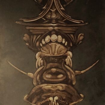 Ζωγραφική με τίτλο "Totem" από Stephane Javelle, Αυθεντικά έργα τέχνης, Μελάνι