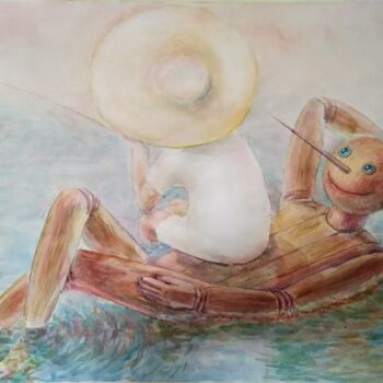 绘画 标题为“Pinocchio visiting…” 由Aleksandr Tkachenko, 原创艺术品, 水彩