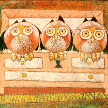 Painting titled "ambarabacicicoco" by Franco Anselmi, Original Artwork, Oil Mounted on Wood Stretcher frame