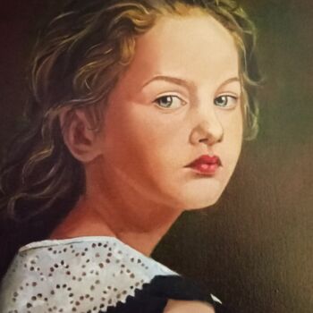 Painting titled "Etude de portrait d…" by Brigitte Bouron, Original Artwork, Oil