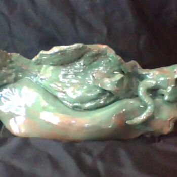 Sculpture titled "poisson verre" by Desire Lefebvre, Original Artwork, Clay