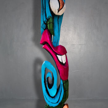 Scultura intitolato "BERNHARD DER BLAUE" da Andrea Halm, Opera d'arte originale, Legno