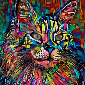 제목이 "Marty Jr., cat"인 디지털 아트 L.Roche로, 원작, 아크릴