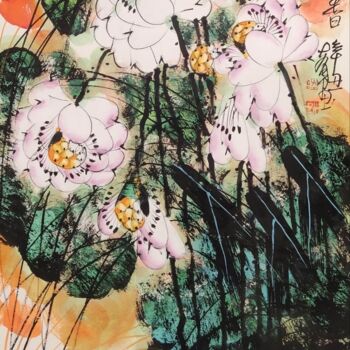 Ζωγραφική με τίτλο "Fragrance of lotus…" από Dayou Lu, Αυθεντικά έργα τέχνης, Χρωστικές ουσίες