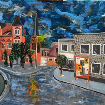 "Orange house" başlıklı Tablo Karel Liefooghe tarafından, Orijinal sanat, Akrilik