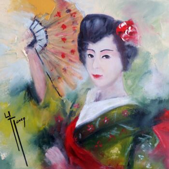 제목이 "Geisha"인 미술작품 Yveline Javer로, 원작, 기름