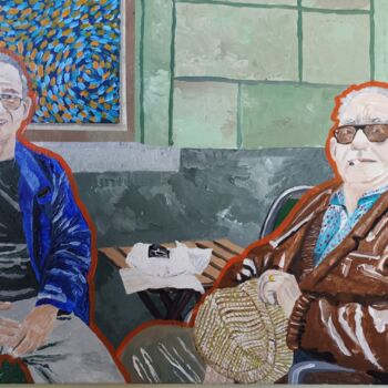 "Vader en zoon" başlıklı Tablo Karel Liefooghe tarafından, Orijinal sanat, Akrilik