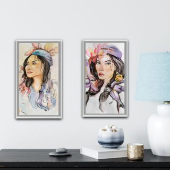 "girls" başlıklı Tablo Dina Telesheva tarafından, Orijinal sanat, Suluboya