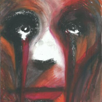 Drawing titled "PADECER EN LA REALI…" by Eduardo Bustos Segovia, Original Artwork, Wax Mounted on Cardboard