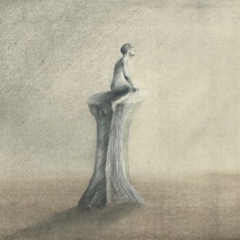 Drawing titled "ENCUENTROS CON EL V…" by Eduardo Bustos Segovia, Original Artwork, Pencil Mounted on Cardboard