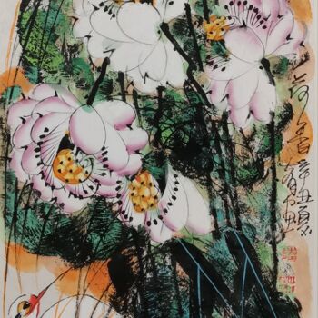 제목이 "Fragrance of lotus…"인 미술작품 Dayou Lu로, 원작, 안료
