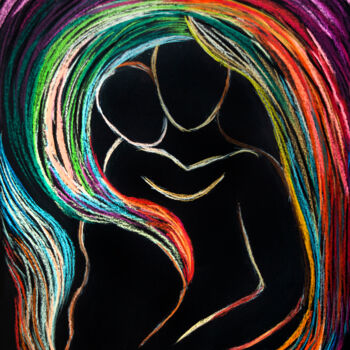 Pintura titulada "Under protection" por Svetlana Gudilova, Obra de arte original, Pastel