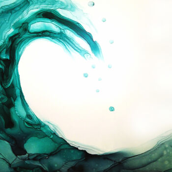 "ON THE WAVE" başlıklı Tablo Djuliana Prix tarafından, Orijinal sanat, Mürekkep Diğer sert panel üzerine monte edilmiş
