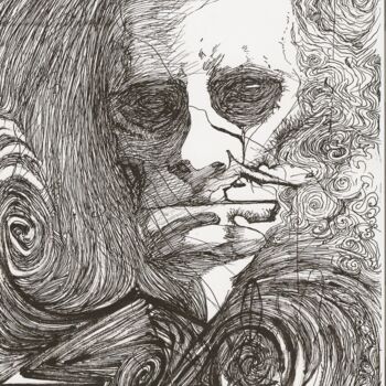Drawing titled "GENETICALLY MODIFIE…" by Eduardo Bustos Segovia, Original Artwork, Ink Mounted on Cardboard