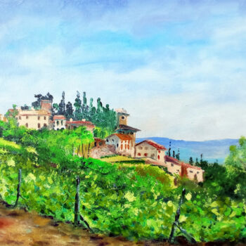 Pittura intitolato "Tuscany Summer Land…" da Viktoriya Filipchenko, Opera d'arte originale, Olio Montato su Telaio per barel…