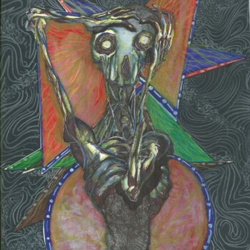 Drawing titled "GENETICALLY MODIFIE…" by Eduardo Bustos Segovia, Original Artwork, Watercolor Mounted on Cardboard