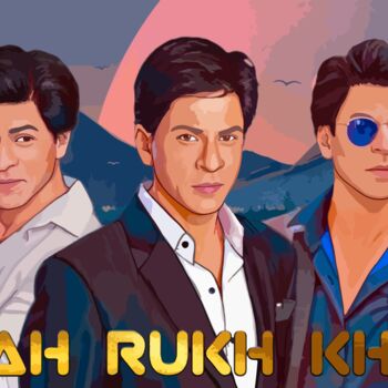 Arte digitale intitolato "Shah Rukh Khan" da Phoenix Arts, Opera d'arte originale, Pittura digitale