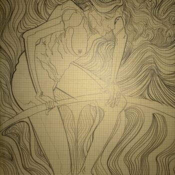 Drawing titled "GENETICALLY MODIFIE…" by Eduardo Bustos Segovia, Original Artwork, Pencil Mounted on Cardboard
