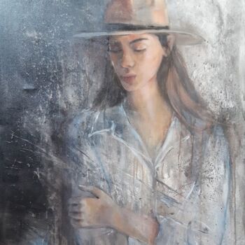 Peinture intitulée "femme au chapeau" par Marie Pascale Martins, Œuvre d'art originale, Acrylique