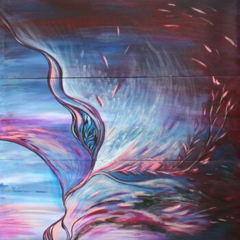 Картина под названием "Leaves in the wind" - Aleksandra Cherepanova, Подлинное произведение искусства, Акрил Установлен на Д…