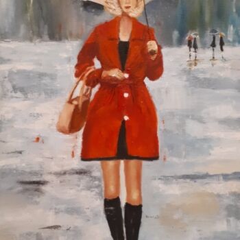 Painting titled "under the umbrella" by Natalya Yurina, Original Artwork, Oil