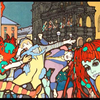 Printmaking titled "Weiberfastnacht am…" by Friedrich Alexander Großkopf, Original Artwork, Digital Print