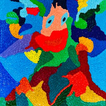 Pittura intitolato "PAGLIACCIO" da Massimo Zerbini, Opera d'arte originale, Acrilico