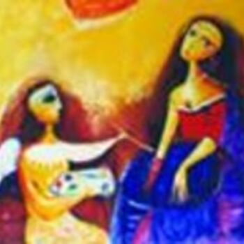 Schilderij getiteld "Artist&Model" door Romaya Puchman, Origineel Kunstwerk, Olie
