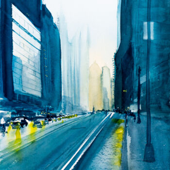 Painting titled "***London coming***" by Yuriy Kraft, Original Artwork, Watercolor