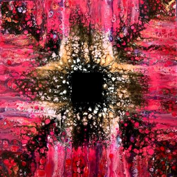 Painting titled "Carré noir" by Ghislaine Chapuis, Original Artwork, Acrylic Mounted on Wood Stretcher frame