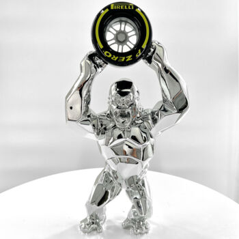 Escultura titulada "King Kong F1 Silver…" por Pieri Gallery (Pieri), Obra de arte original, Resina