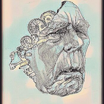 Drawing titled "Face 1" by Florian T, Original Artwork, Pencil