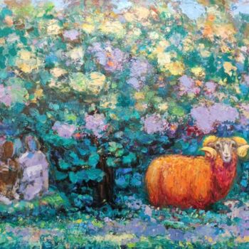 Schilderij getiteld "Aries by Julia Deva…" door Julia Devagny, Origineel Kunstwerk, Olie
