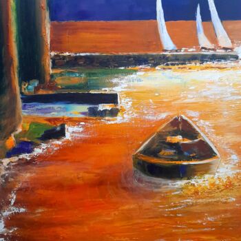 Ζωγραφική με τίτλο "Le petit port" από Claude Julia (CJULIA), Αυθεντικά έργα τέχνης, Λάδι