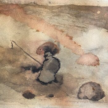 Painting titled "Fishman" by Sergei Kozachenko, Original Artwork, Ink