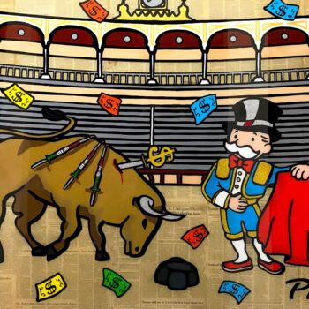 Malarstwo zatytułowany „Monopoly Bullfighte…” autorstwa Pieri Gallery (Pieri), Oryginalna praca, Akryl Zamontowany na Drewni…