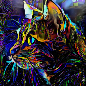 Digital Arts με τίτλο "Jiko, cat" από L.Roche, Αυθεντικά έργα τέχνης, Ακρυλικό