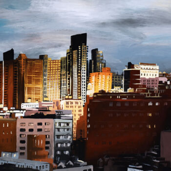 Pittura intitolato "New York #14" da Sócrates Rízquez, Opera d'arte originale, Smalto Montato su Telaio per barella in legno