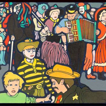 Printmaking titled "Karnevalsumzug in d…" by Friedrich Alexander Großkopf, Original Artwork, Digital Print