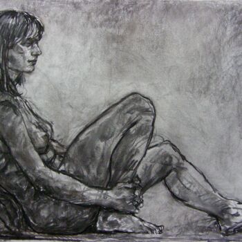 Dessin intitulée "fusain 50/65 2012 86" par Christian Rolland, Œuvre d'art originale, Fusain