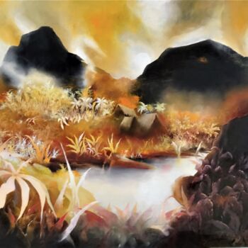 Peinture intitulée "Latitudes 1" par Martial Bidard, Œuvre d'art originale, Huile Monté sur Châssis en bois