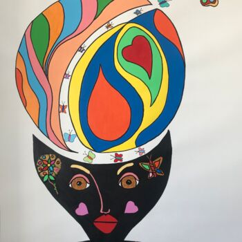 Schilderij getiteld "A woman in love" door Philippe Seigle, Origineel Kunstwerk, Acryl