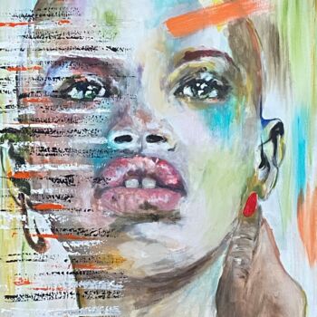 Painting titled "Massaï" by Marie-Blanche Giannorsi, Original Artwork, Acrylic