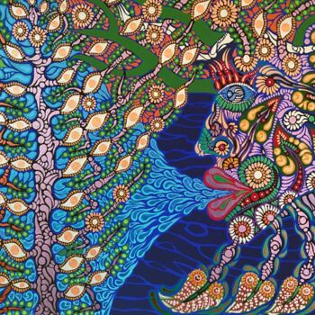 Painting titled "The Amazon Origin" by Zaplaflora, Original Artwork, Acrylic