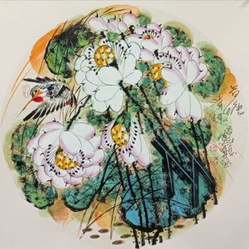 Painting titled "Fun in the fresh lo…" by Dayou Lu, Original Artwork, Pigments