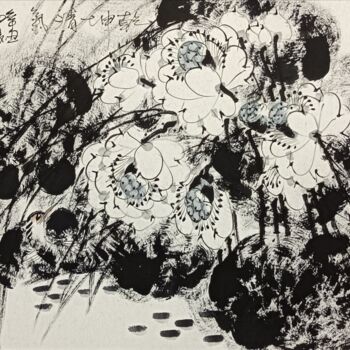 Painting titled "Fragrance of lotus…" by Dayou Lu, Original Artwork, Pigments